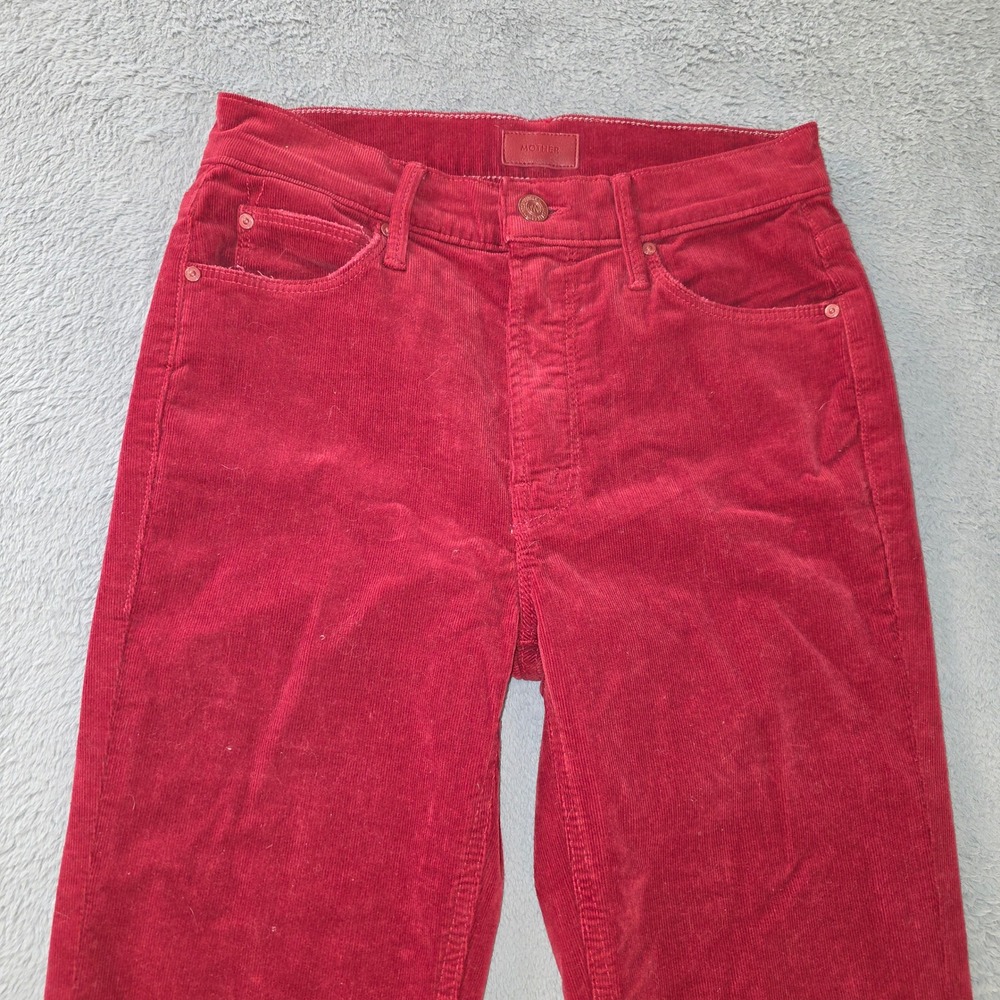 Mother The Mid Rise Dazzler Ankle Corduroy Pants Garnet Red 24 1686-618